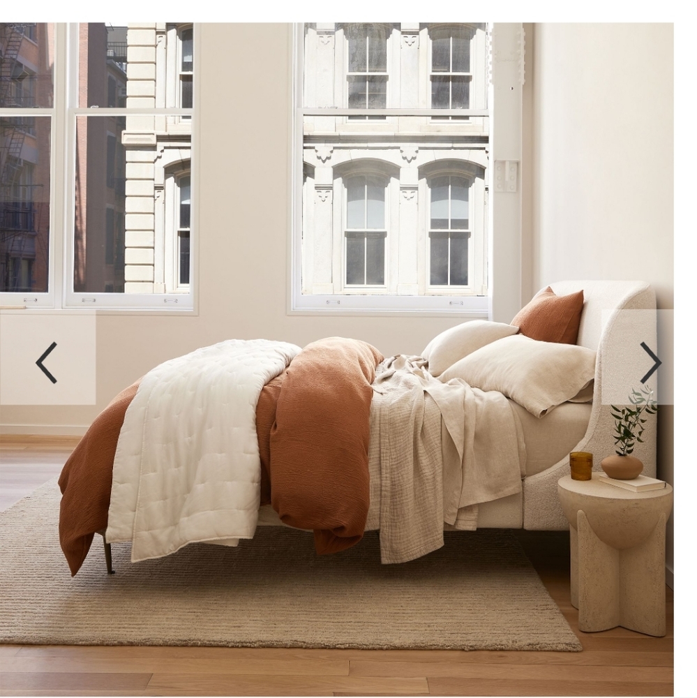 West Elm Silky TENCEL™ & Cotton Matelasse shams Euro Standard +Queen Duvet Cover